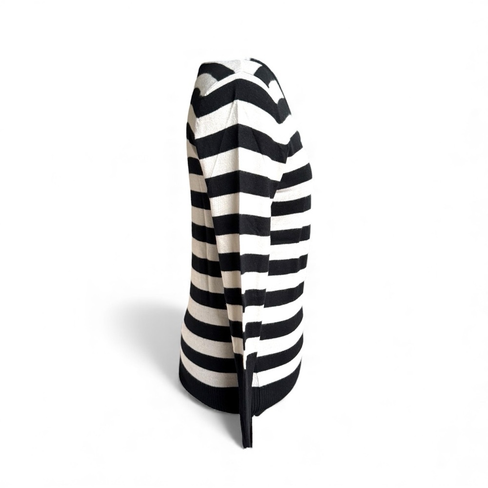 Target V-Neck Sweater with Black and White Stripes - Picture 3 of 7